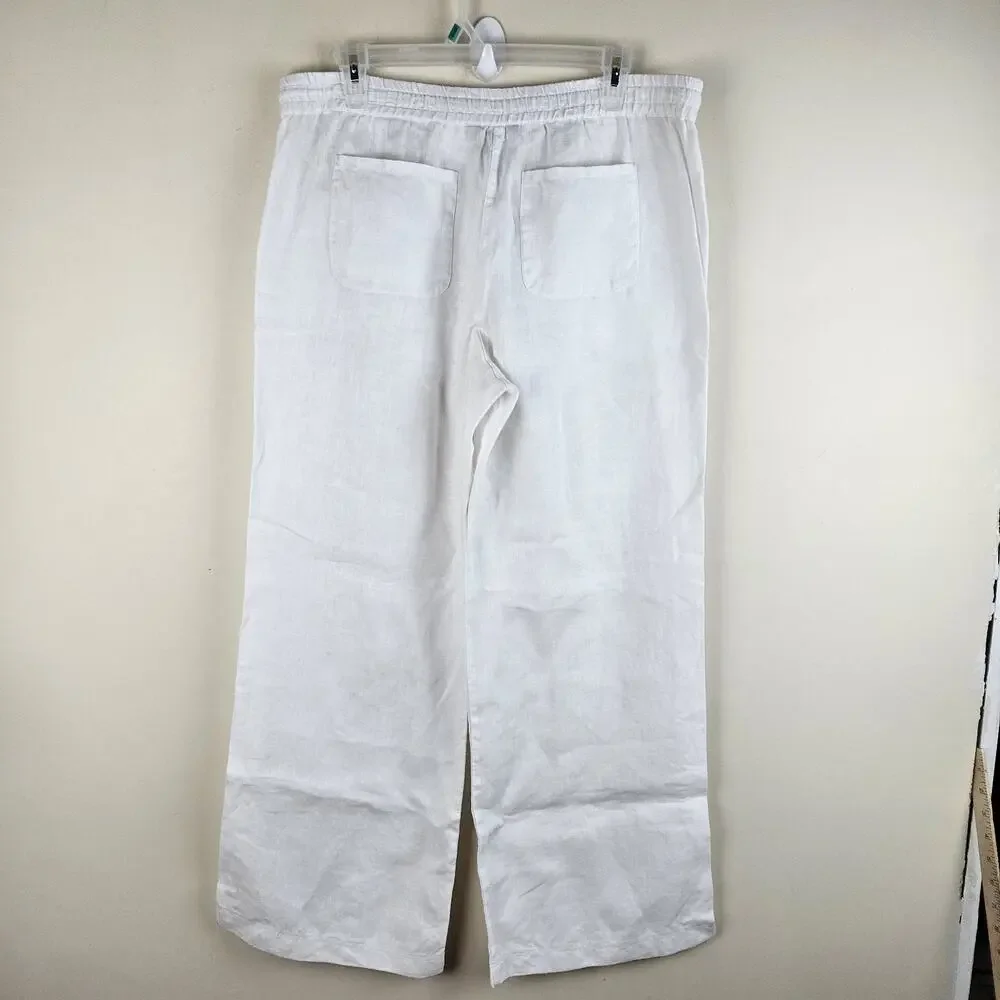 Tommy Bahama Two Palms Easy Linen Pants Men Sz M White Drawstring Pocket Relax